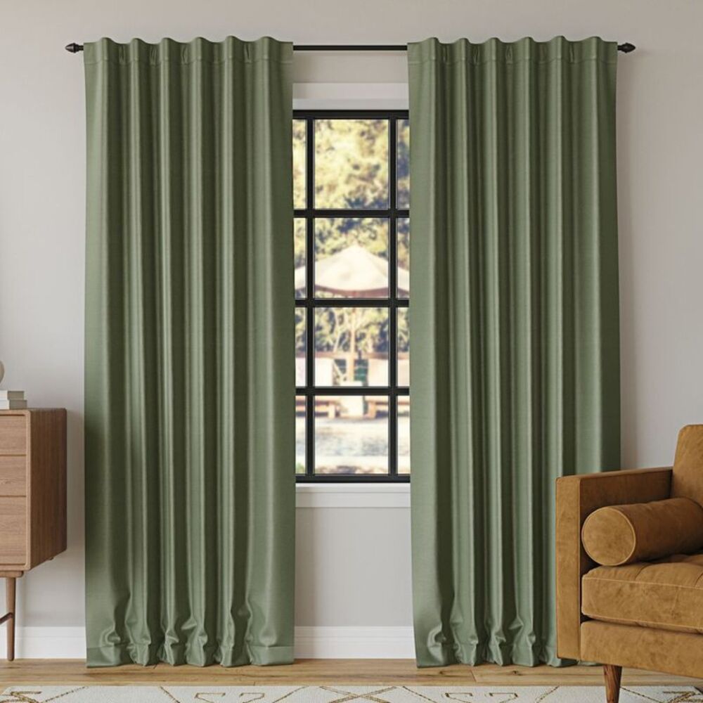 Sun Zero - 50"x95" Sun Zero Blackout Evelina Faux Dupioni Sil Green
